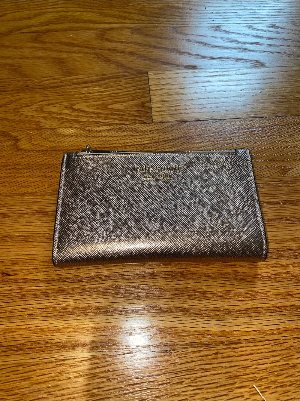 kate spade metallic rose gold zip wallet - Picture 2 of 6